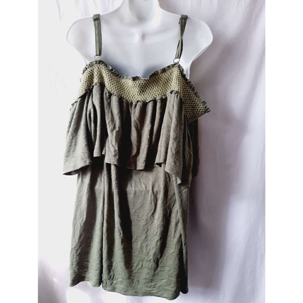 Terra & sky sz 3X green off shoulder blouse - Picture 3 of 4